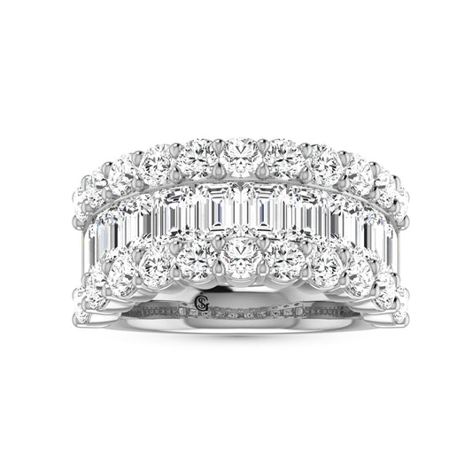 14K White Gold Lab Grown Diamond 4 3/8 Ct.Tw. Round and Emerald Band