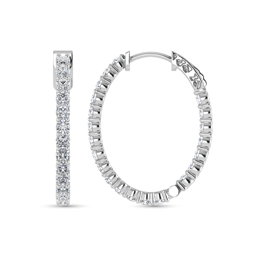 14K White Gold Lab Grown Diamond 1 Ct.Tw. Hoop Earrings