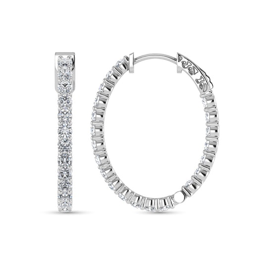 14K White Gold Lab Grown Diamond 4 Ct.Tw. Hoop Earrings