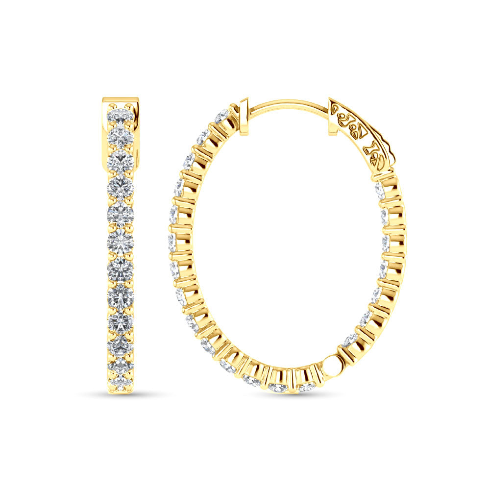 14K Yellow Gold Lab Grown Diamond 1 Ct.Tw. Hoop Earrings