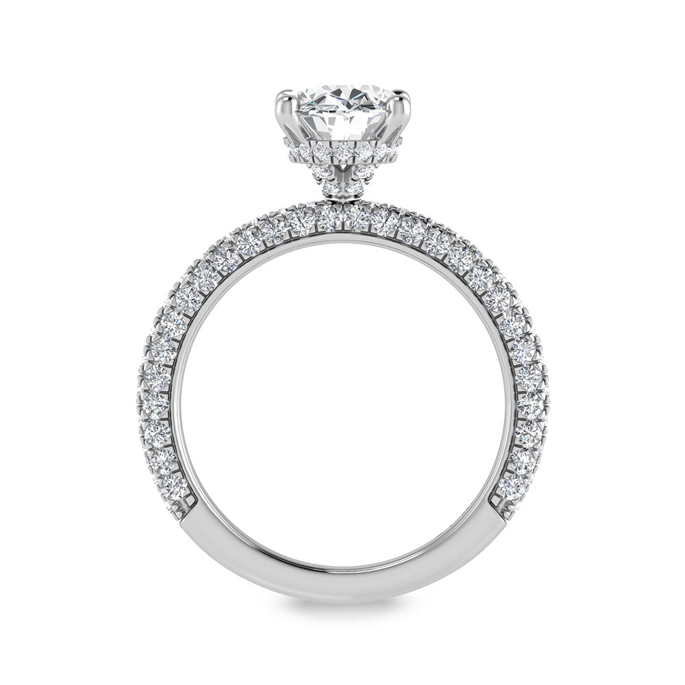 14K White Gold Lab Grown Diamond 3 Ct.Tw. IGI Certified Oval Shape Halo Engagement Ring (Center 2CT)