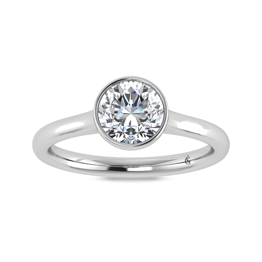 14K White Gold Lab Grown Bezel Set Lab Grown Diamond 3/4 ct.tw. Solitaire Ring