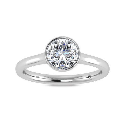 14K White Gold Lab Grown Bezel Set Lab Grown Diamond 3/4 ct.tw. Solitaire Ring