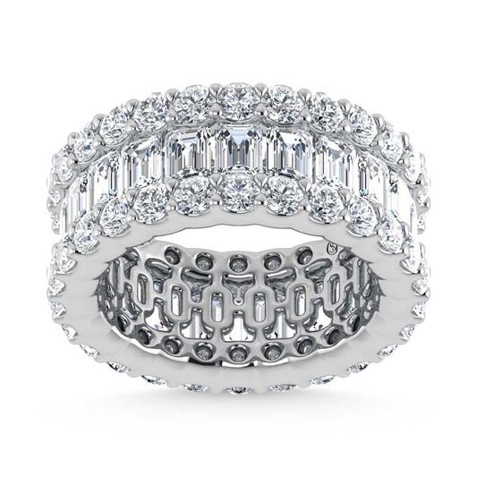 14K White Gold Lab Grown Diamond 7 Ct.Tw. Round and Emerald Shape Fashion Band