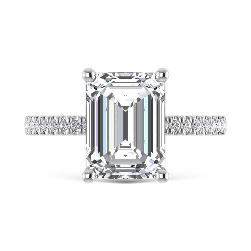 14K White Gold Labgrown Diamond 2 1/3 Ct.Tw. Emerald Shape Engagement Ring
