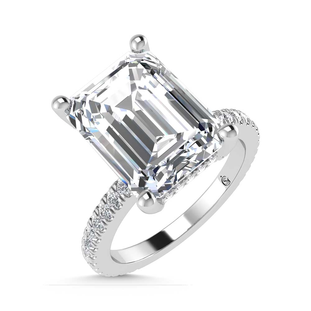 14K White Gold Labgrown Diamond 3 3/8 Ct.Tw. Emerald Shape Engagement Ring
