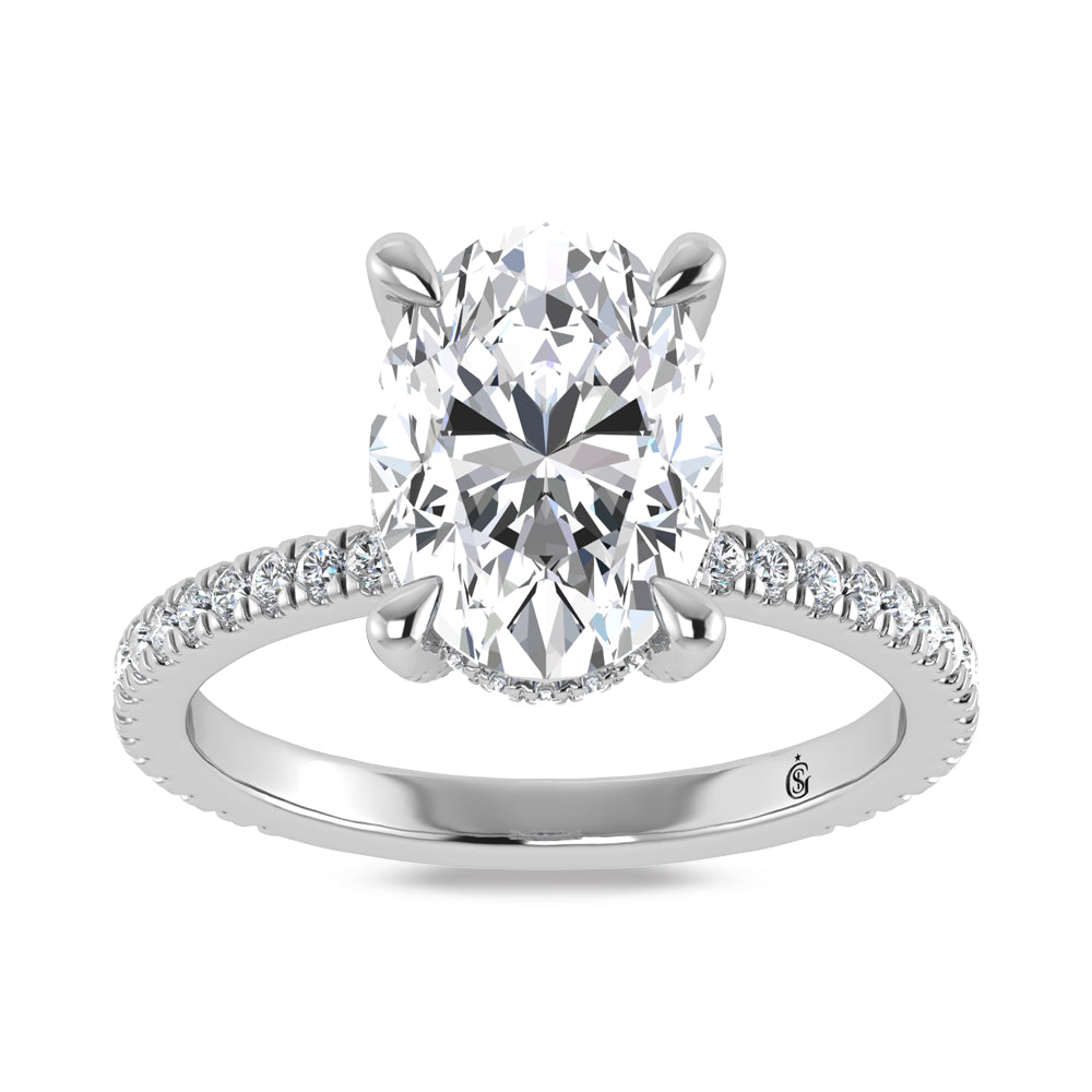 14K White Gold Labgrown Diamond 3 3/8 Ct.Tw. Oval Shape Engagement Ring
