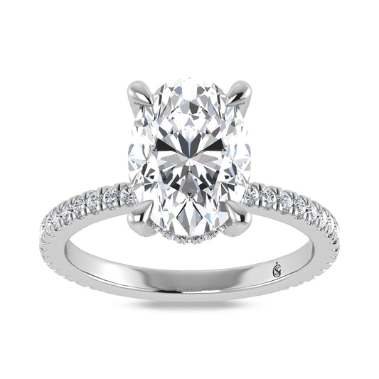 14K White Gold Labgrown Diamond 3 3/8 Ct.Tw. Oval Shape Engagement Ring
