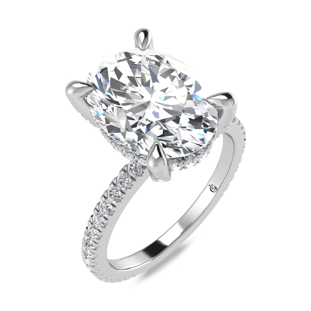 14K White Gold Labgrown Diamond 3 3/8 Ct.Tw. Oval Shape Engagement Ring