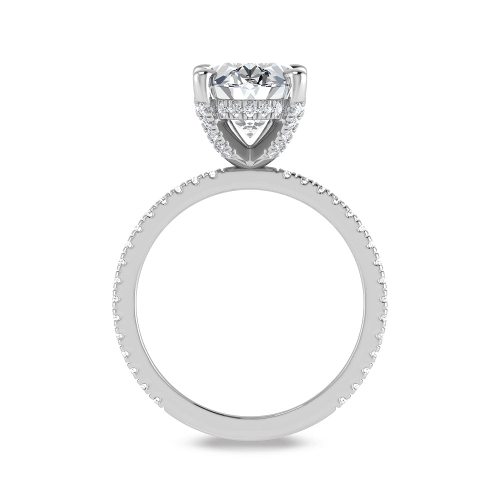 14K White Gold Labgrown Diamond 3 3/8 Ct.Tw. Oval Shape Engagement Ring