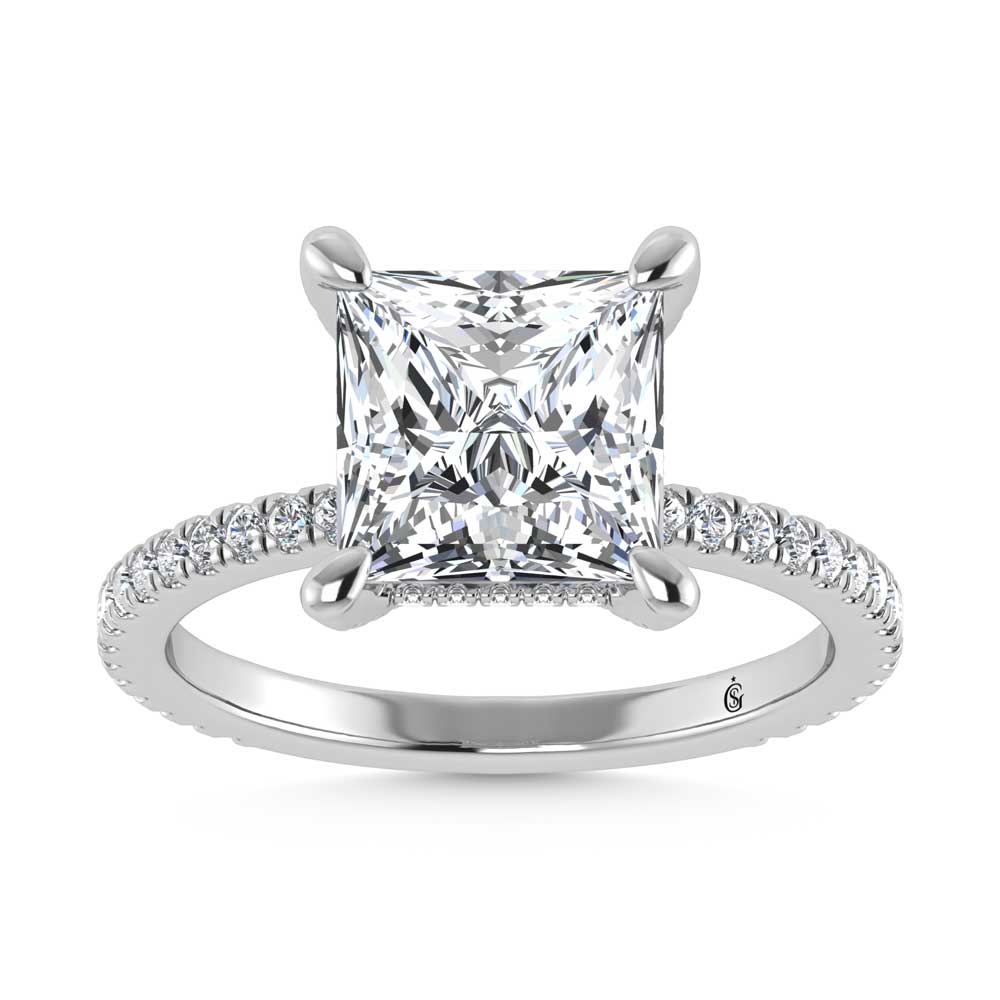 14K White Gold Labgrown Diamond 2 1/3 Ct.Tw. Princess Shape Engagement Ring