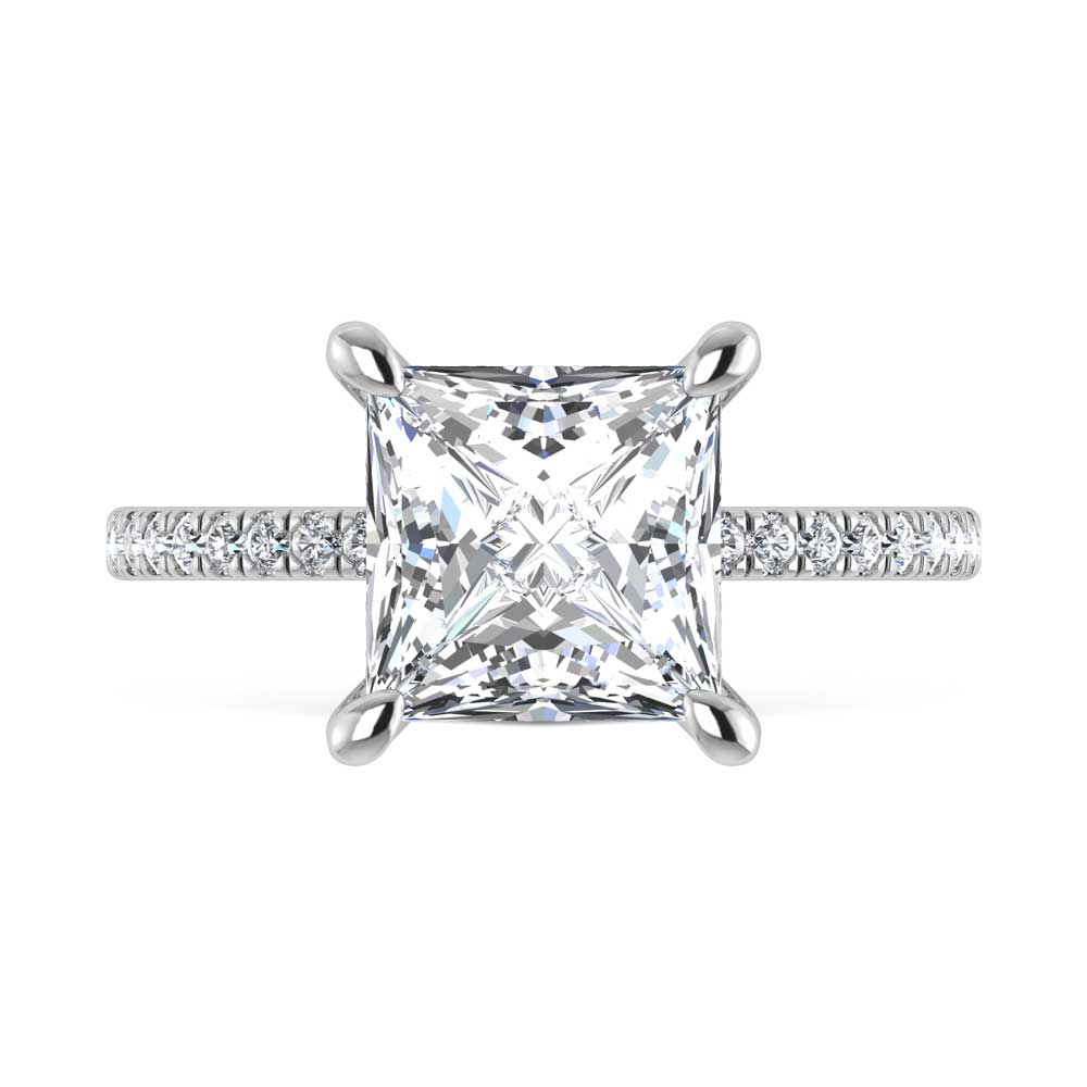 14K White Gold Labgrown Diamond 4 3/8 Ct.Tw. Princess Shape Engagement Ring