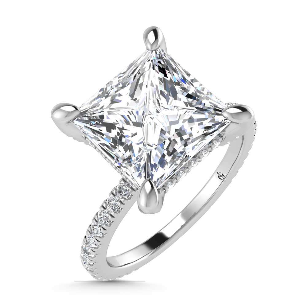 14K White Gold Labgrown Diamond 3 3/8 Ct.Tw. Princess Shape Engagement Ring