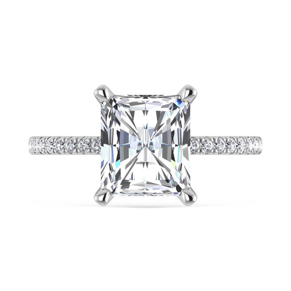 14K White Gold Labgrown Diamond 4 3/8 Ct.Tw. Radiant Shape Engagement Ring