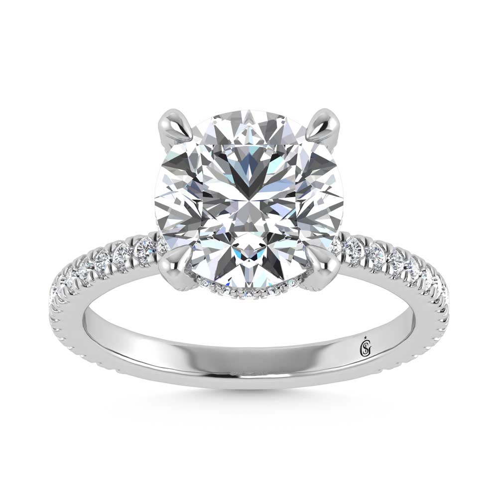 14K White Gold Labgrown Diamond 3 3/8 Ct.Tw. Round Shape Engagement Ring