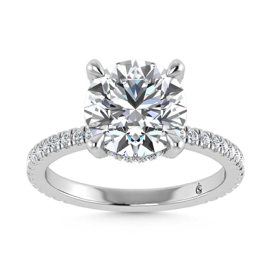 14K White Gold Labgrown Diamond 3 3/8 Ct.Tw. Round Shape Engagement Ring
