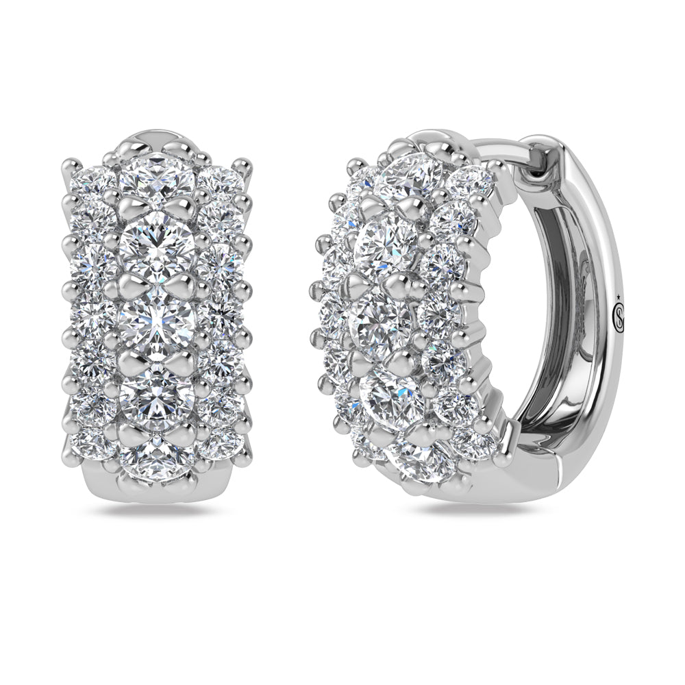 14K White Gold Labgrown Diamond 1 1/4 Ct.Tw. Huggies Earrings