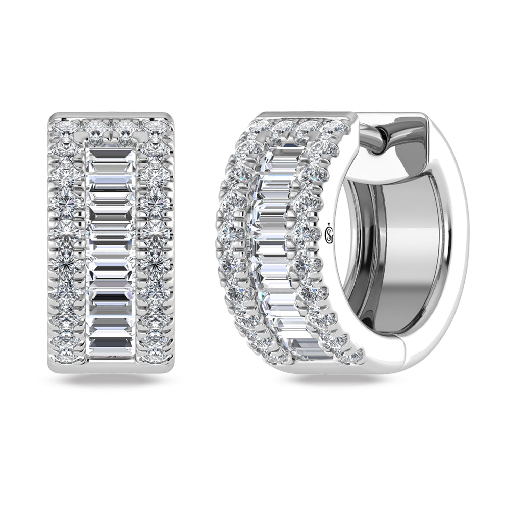 14K White Gold Labgrown Diamond 7/8 Ct.Tw. Huggies Earrings