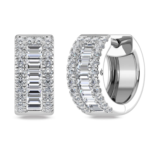 14K White Gold Labgrown Diamond 7/8 Ct.Tw. Huggies Earrings