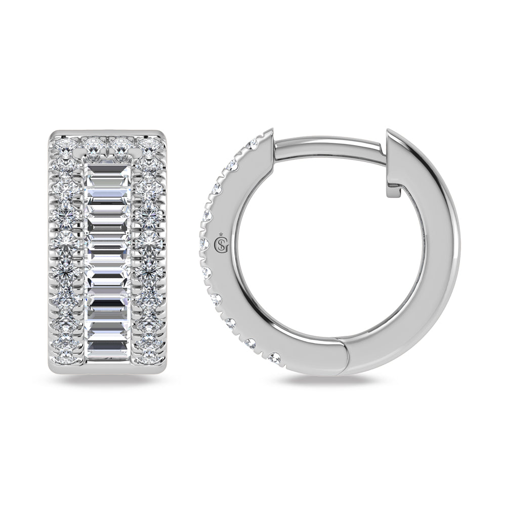 14K White Gold Labgrown Diamond 7/8 Ct.Tw. Huggies Earrings