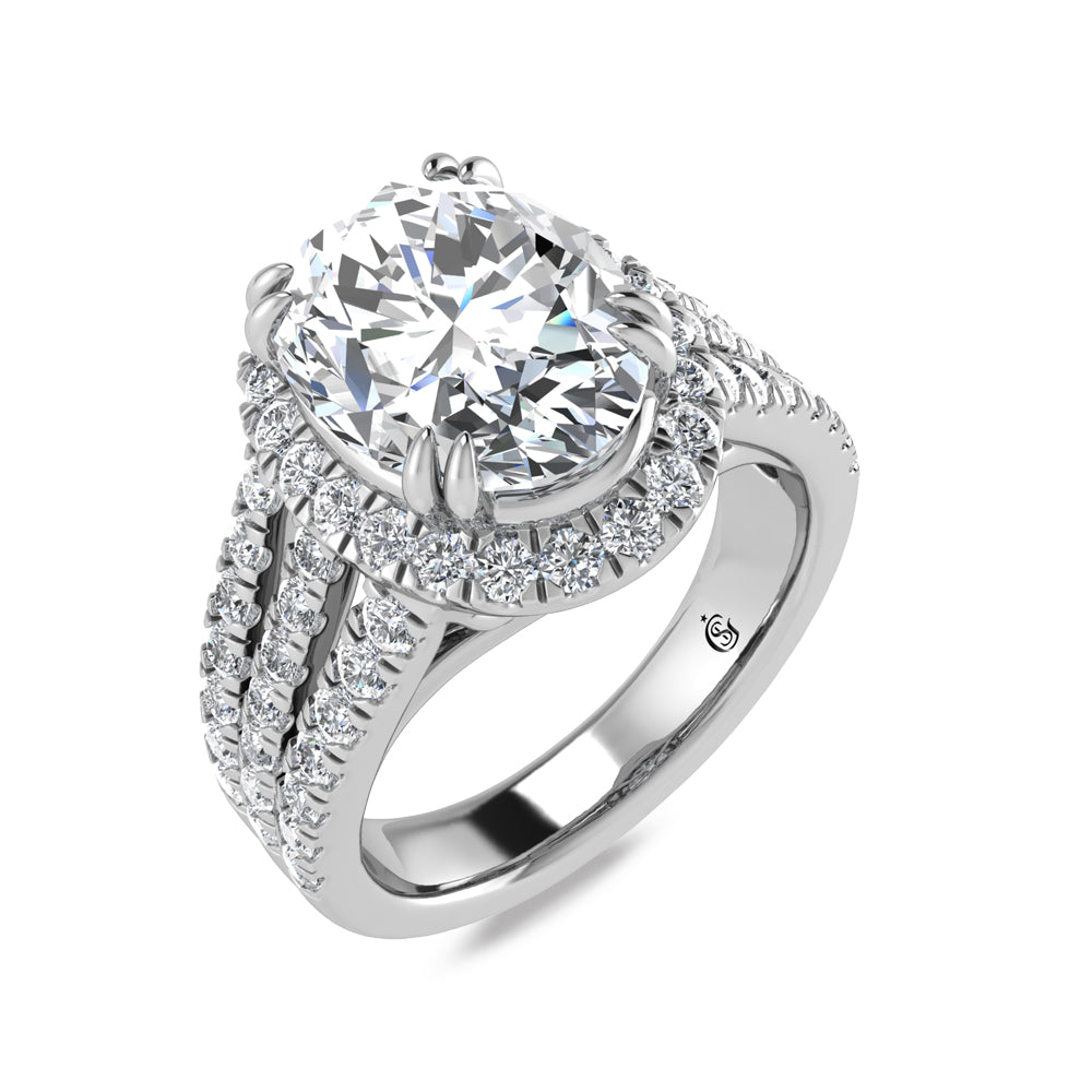 14K White Gold Labgrown Diamond 3 7/8 Ct.Tw. Oval Shape Engagement Ring