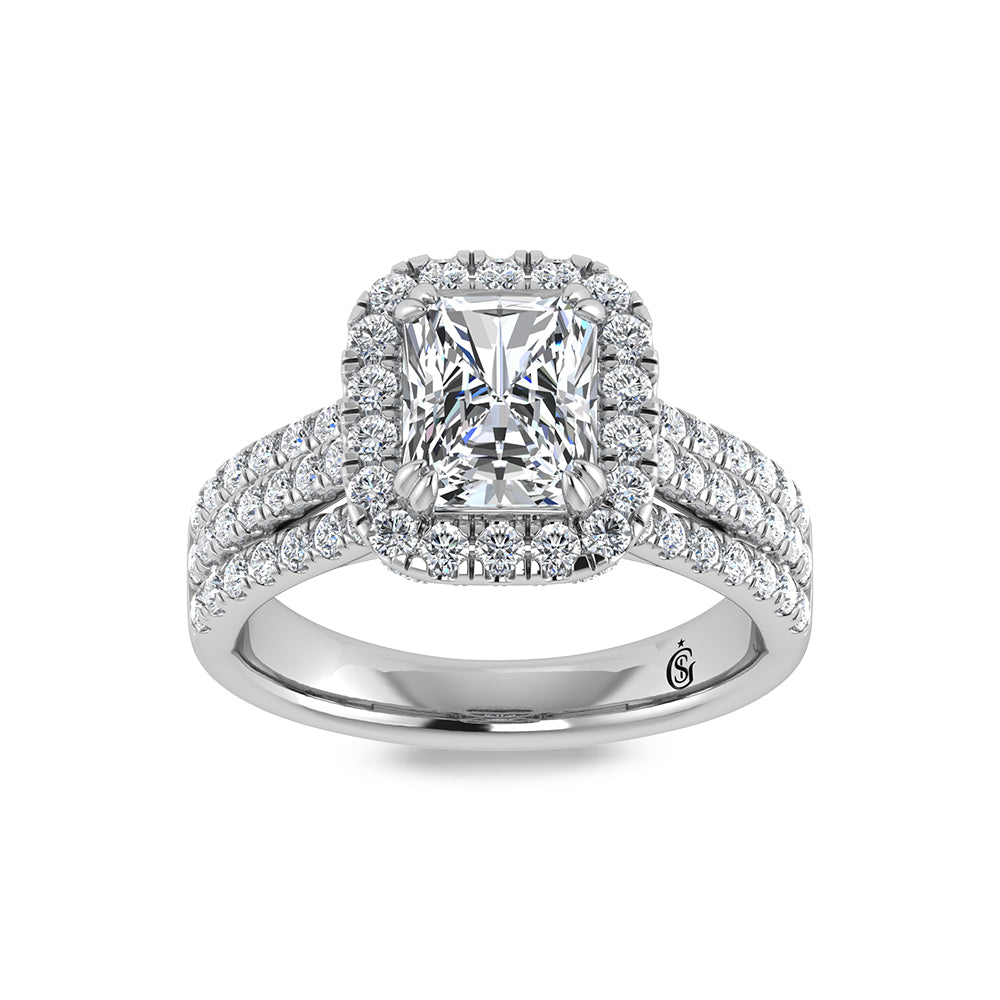 14K White Gold Labgrown Diamond 3 Ct.Tw. Radiant Shape Engagement Ring