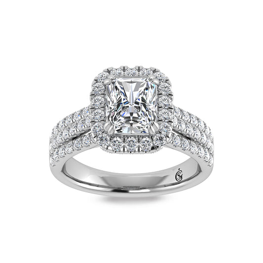 14K White Gold Labgrown Diamond 3 Ct.Tw. Radiant Shape Engagement Ring