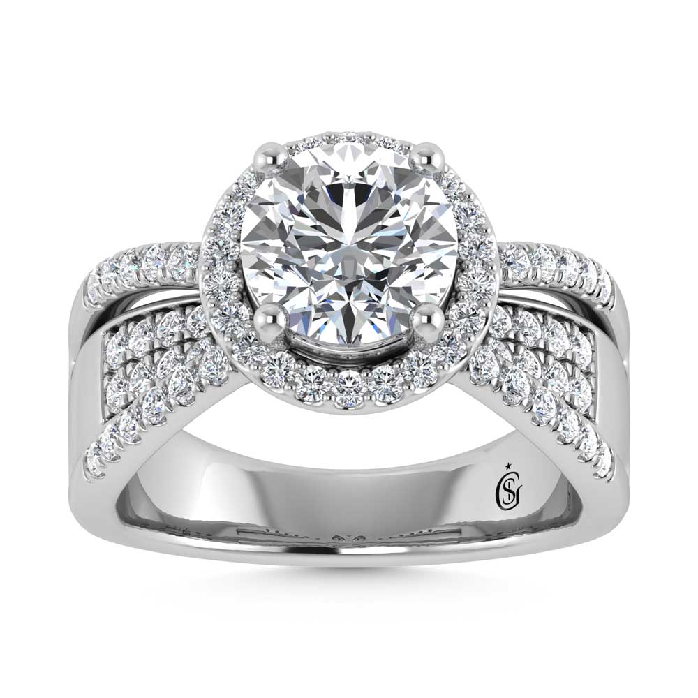 14K White Gold Lab Grown Diamond 2 1/2 Ct.Tw. Round Shape Engagement Ring (Center 2CT)
