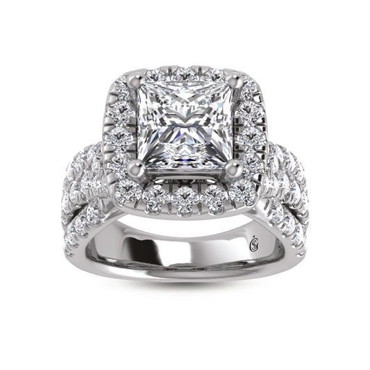 14K White Gold Labgrown Diamond 4 7/8 Ct.Tw. Princess Shape Engagement Ring (Center 3ctw)