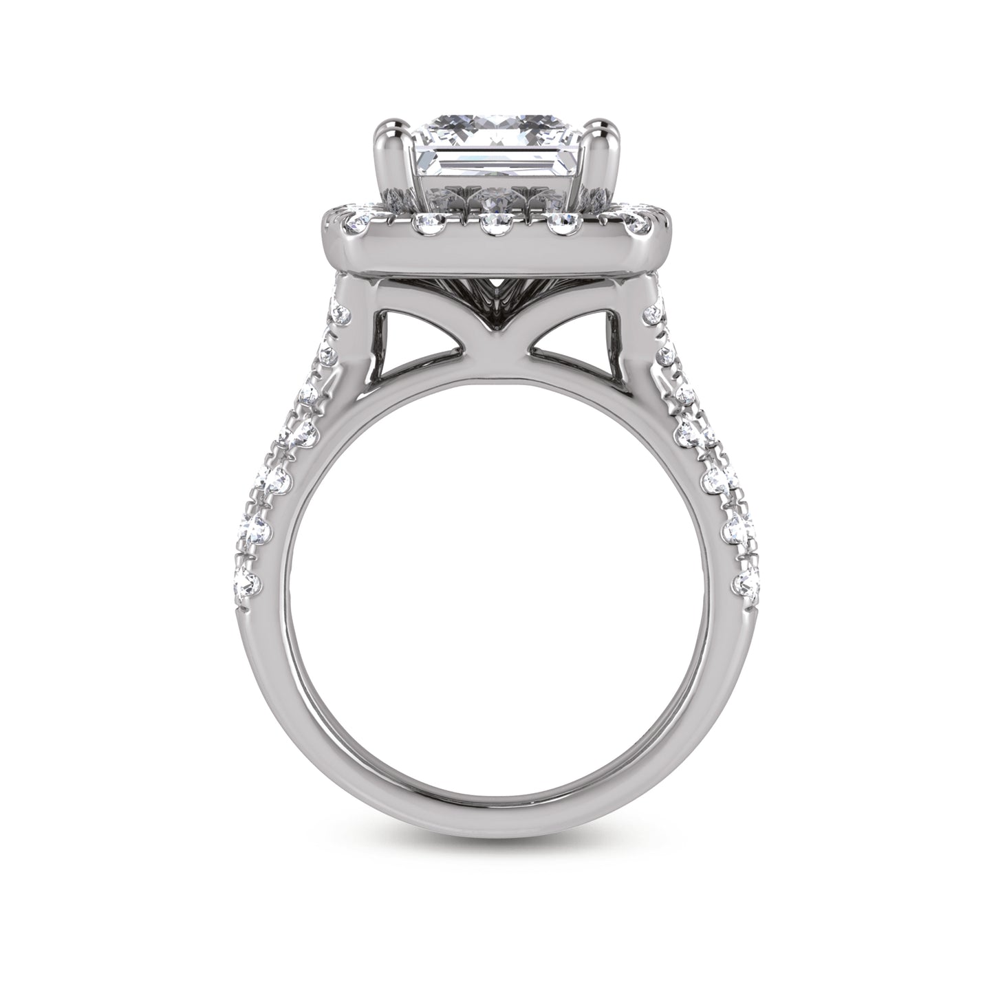 14K White Gold Labgrown Diamond 3 1/4 Ct.Tw. Princess Shape Engagement Ring (Center 2ctw)