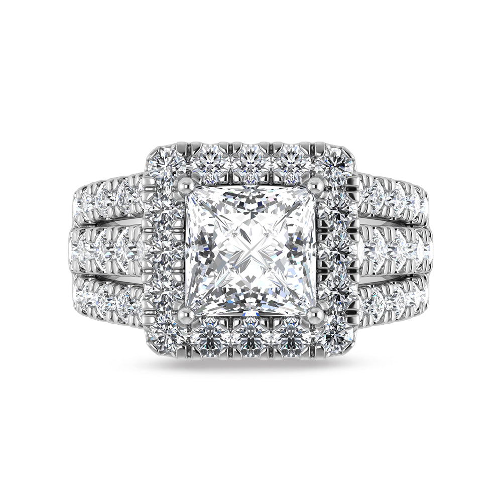 14K White Gold Labgrown Diamond 4 3/4 Ct.Tw. Princess Shape Engagement Ring (Center 3ctw)