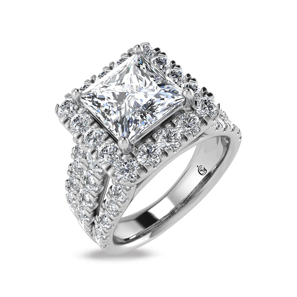 14K White Gold Labgrown Diamond 4 3/4 Ct.Tw. Princess Shape Engagement Ring (Center 3ctw)