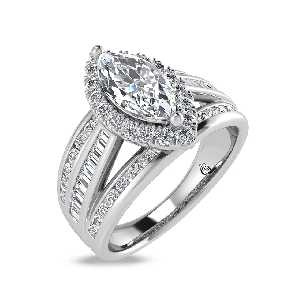14K White Gold Labgrown Diamond 3 1/5 Ct.Tw. Marquise Shape Engagement Ring (Center 2ctw)
