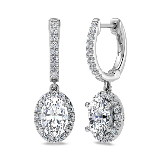 14K White Gold Labgrown Diamond 2 1/3 Ct.Tw. Dangler Earrings