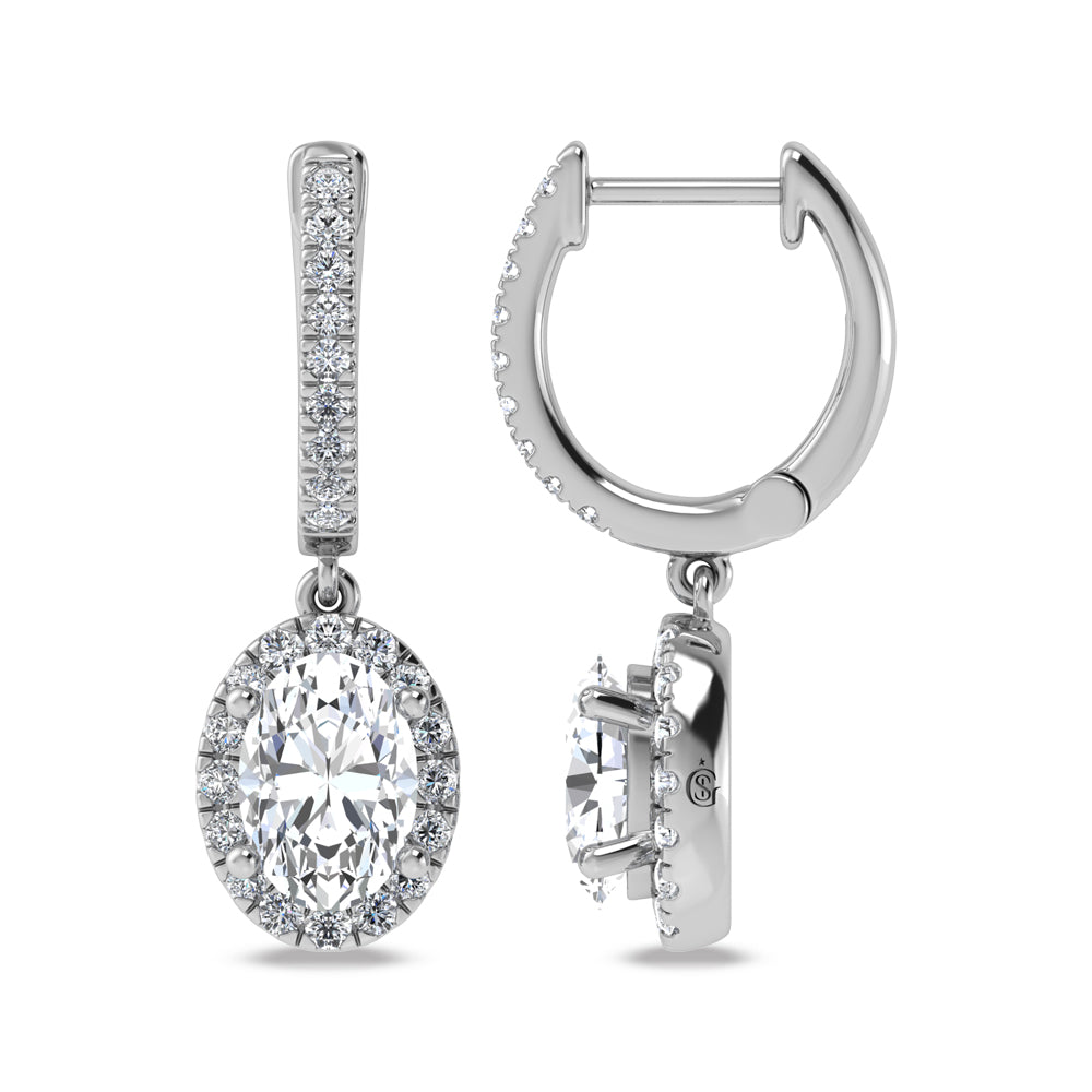 14K White Gold Labgrown Diamond 2 1/3 Ct.Tw. Dangler Earrings