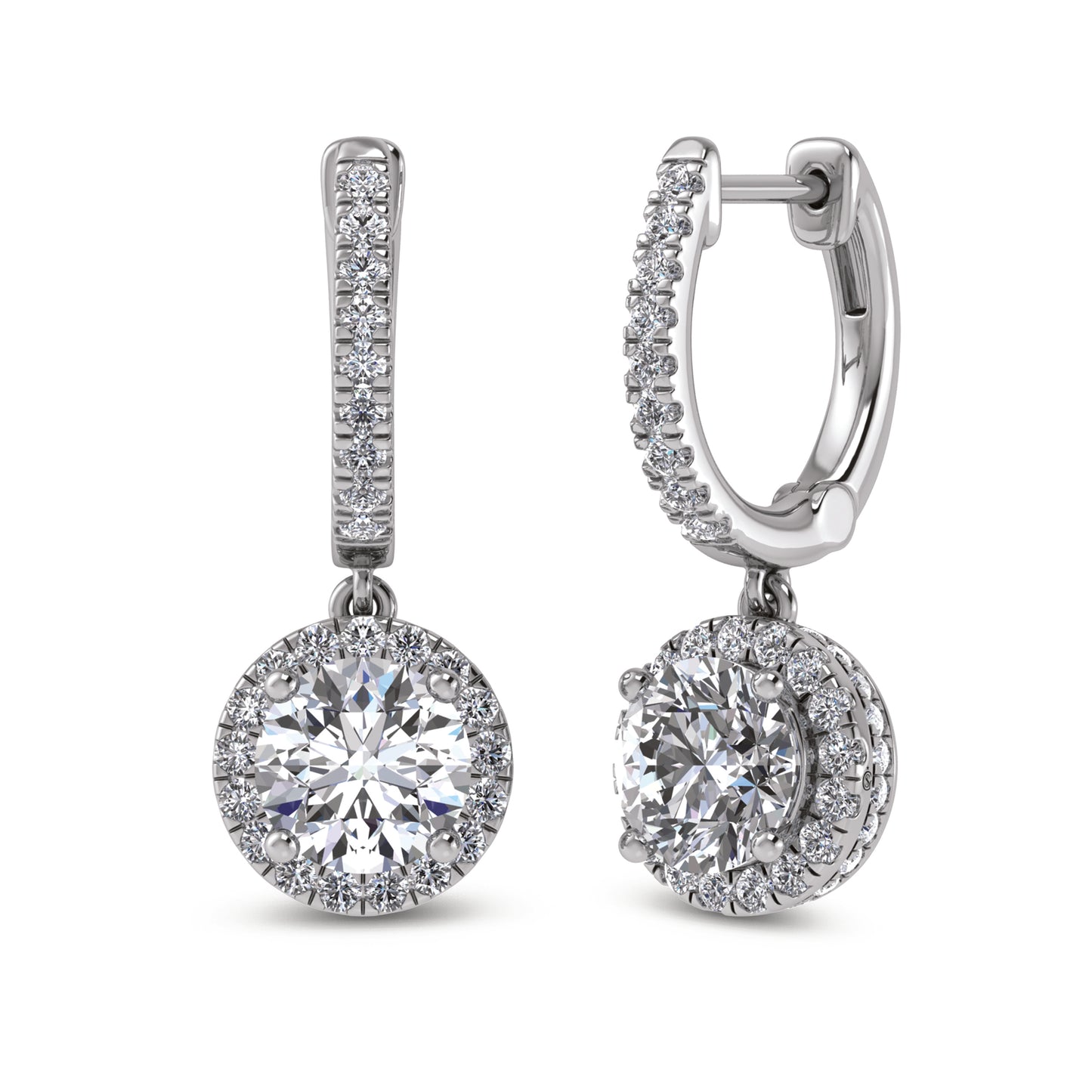 14K White Gold Labgrown Diamond 2 1/2 Ct.Tw. Dangler Earrings