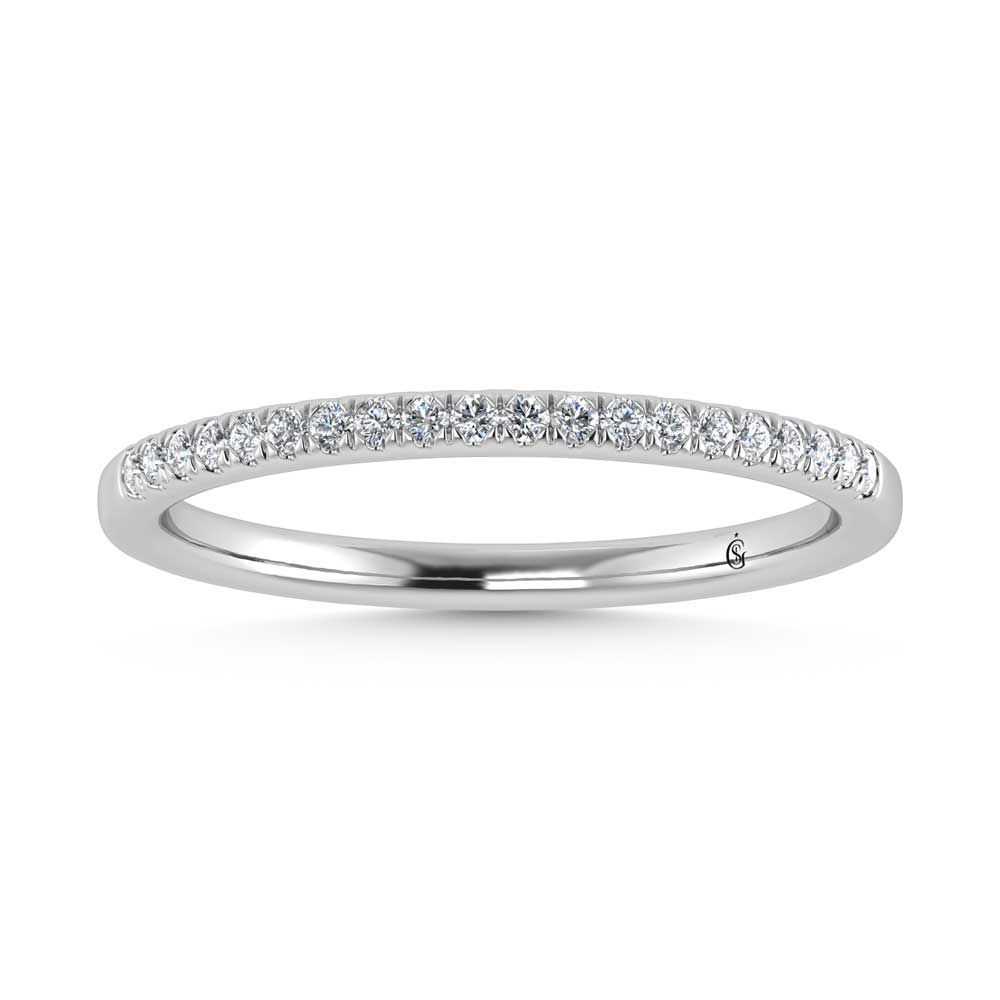 14K White Gold Lab Grown Diamond 1/10 ct.tw. Round Shape  Wedding Band