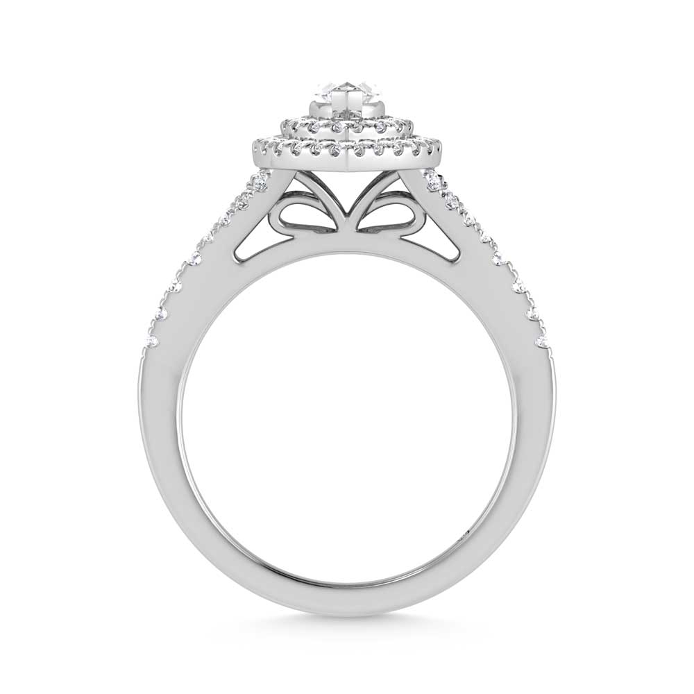 14K White Gold Lab Grown Diamond 1 ct.tw. Marquise Shape Halo Engagement Ring (1/2 ctw Center)