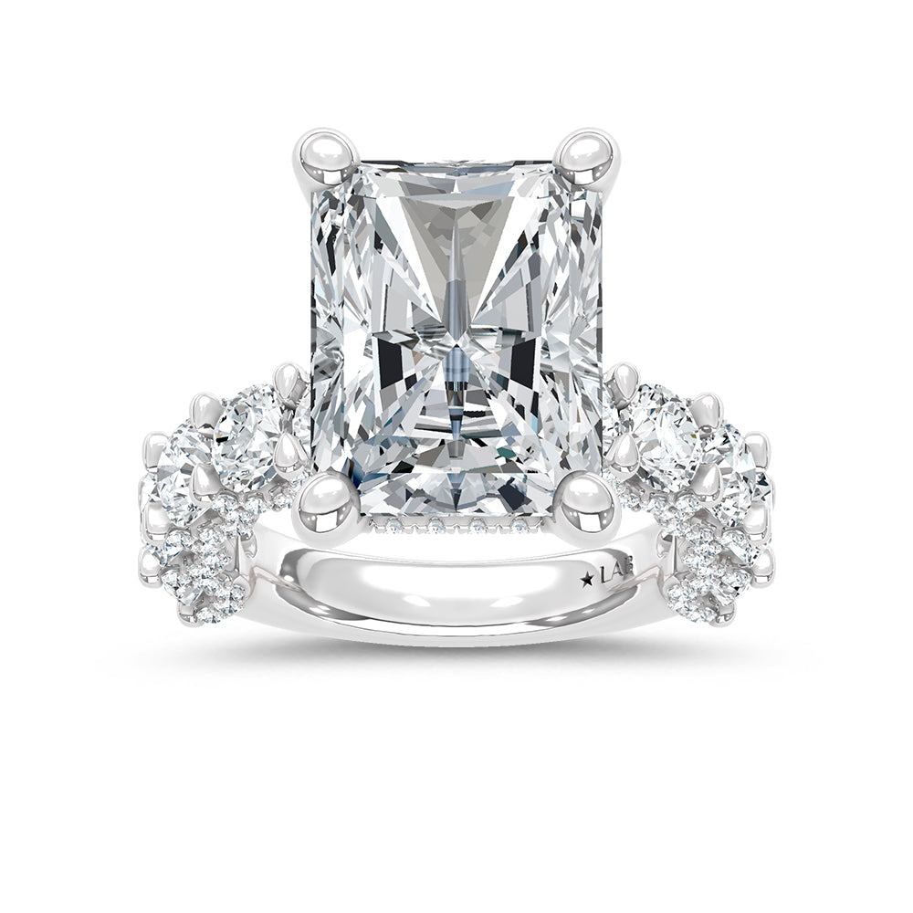 14K White Gold Lab Grown Diamond 7 3/4 Ct.Tw. Radiant Shape Engagement Ring (Center 5CT)