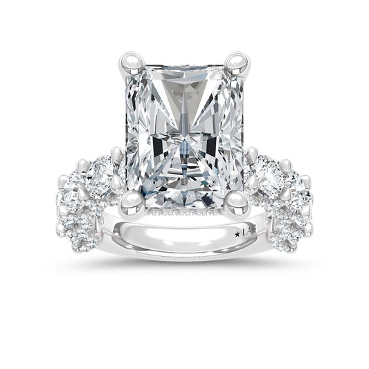 14K White Gold Lab Grown Diamond 7 3/4 Ct.Tw. Radiant Shape Engagement Ring (Center 5CT)
