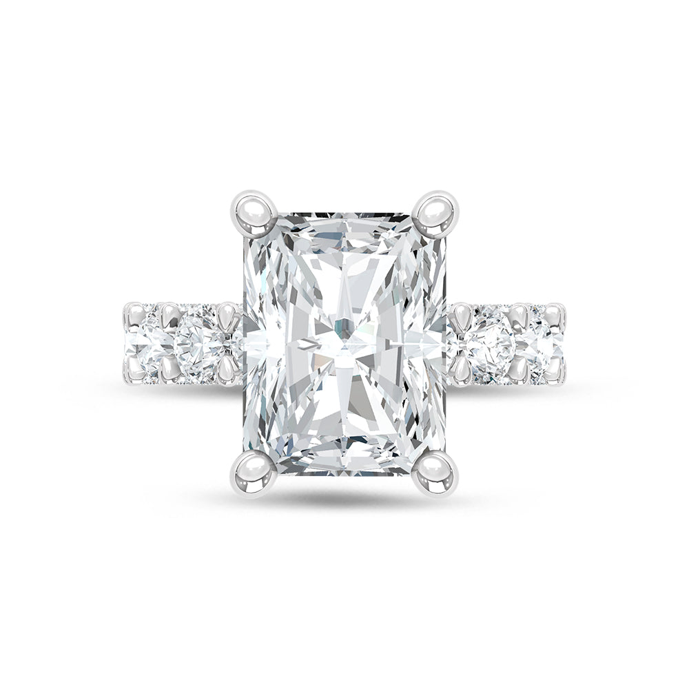 14K White Gold Lab Grown Diamond 7 3/4 Ct.Tw. Radiant Shape Engagement Ring (Center 5CT)