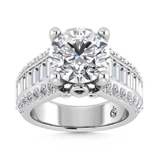 14K White Gold Lab Grown Diamond 6 1/2 Ct.Tw. Engagement Ring (Center Round 5ct)