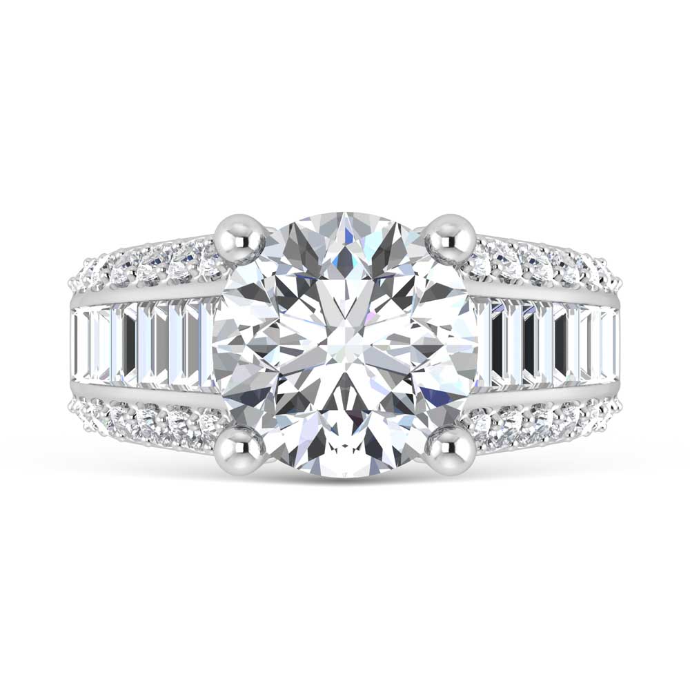14K White Gold Lab Grown Diamond 6 1/2 Ct.Tw. Engagement Ring (Center Round 5ct)