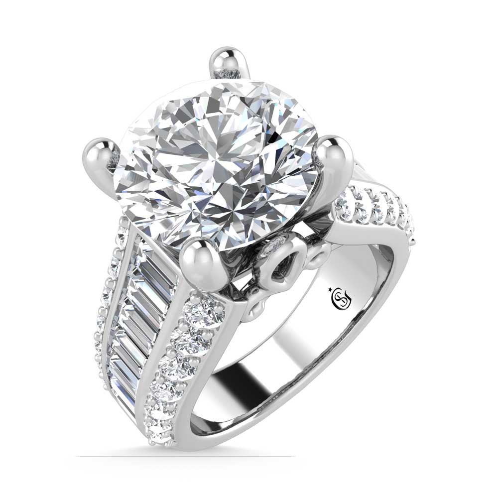 14K White Gold Lab Grown Diamond 6 1/2 Ct.Tw. Engagement Ring (Center Round 5ct)