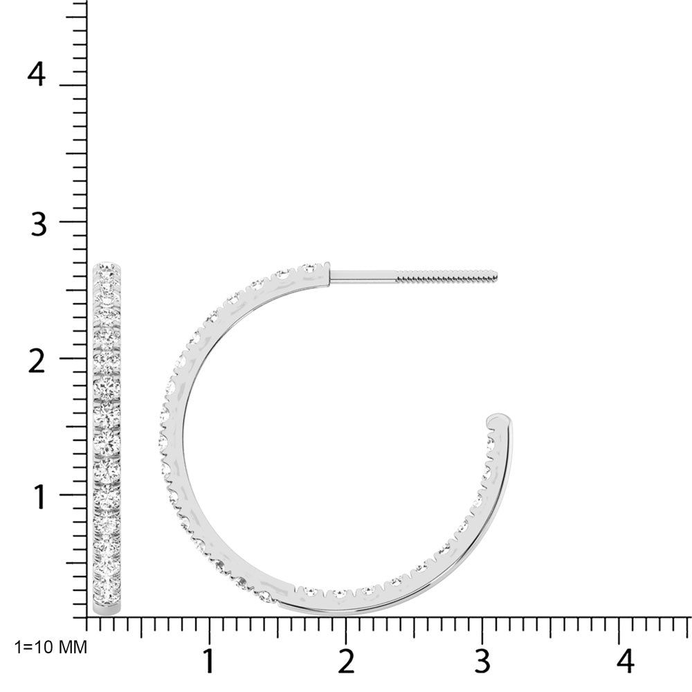 14K White Gold Labgrown Diamond 2 Ct.Tw. Hoop Earrings