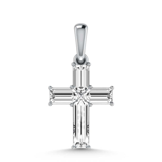 14K White Gold  1/3 Ct.Tw. Lab Grown Diamond Cross Pendant