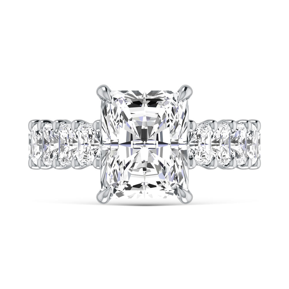 10K White Gold Diamond 9 5/8 Ct.Tw. Radiant Shape Engagement Ring