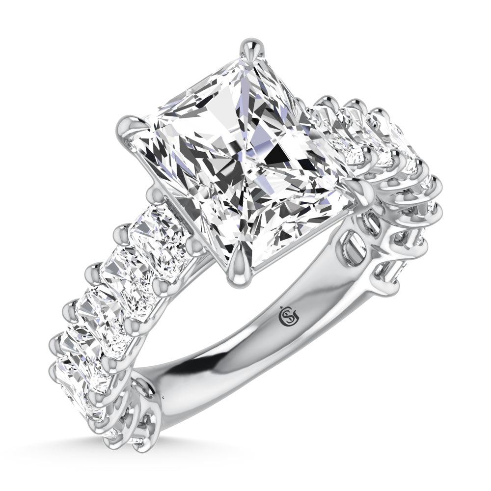 10K White Gold Diamond 9 5/8 Ct.Tw. Radiant Shape Engagement Ring
