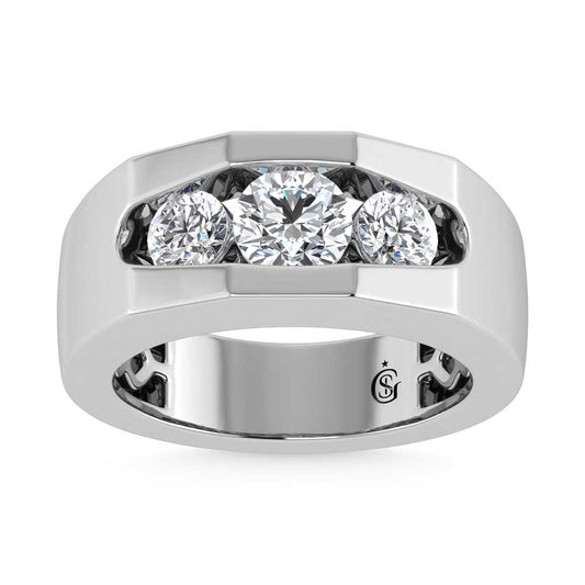 14K White Gold Lab Grown Diamond 2 Ct.Tw. Mens Band