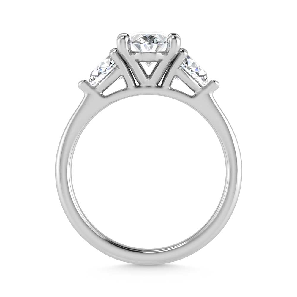 14K White Gold Lab Grown Diamond 1 3/8 Ct.Tw. Oval Shape Three Stone Engagement Ring